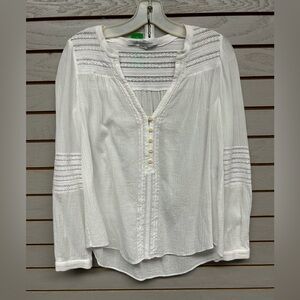 Diane Von Furstenberg White Blouse with Lace Accents